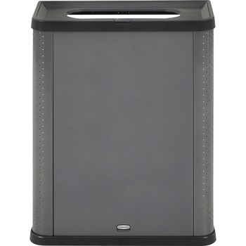 Rubbermaid Commercial Elevate Container, 3-Sided Decorative Metal Trash Can or Cover, 23 gal Landfill, Pearl Dark Gray