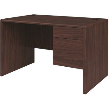 HON 10700 Series Single 3/4 Right Pedestal Desk, 48w x 30d x 29 1/2h, Mahogany