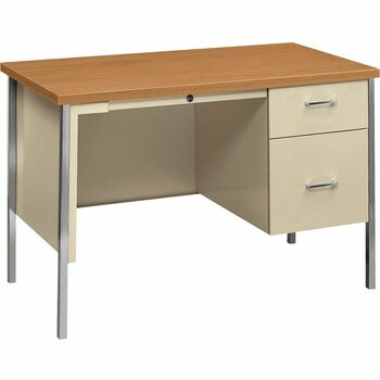HON 34000 Series Right Pedestal Desk, 45 1/4w x 24d x 29 1/2h, Harvest/Putty