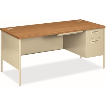 HON Metro Classic Right Pedestal Desk, 66w x 30d, Harvest/Putty