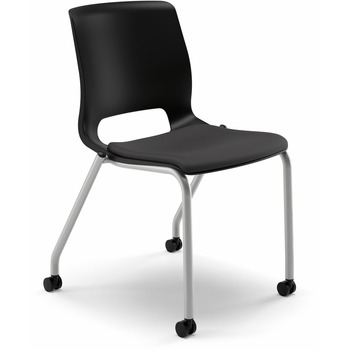 HON Motivate Seating Upholstered 4-Leg Stacking Chair, Black/Onyx/Platinum, 2/Carton