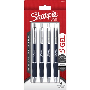 Sharpie S-Gel Premium Metal Barrel Gel Pen, Retractable, Medium 0.7 mm, Black Ink,  4/Pack