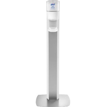 PURELL MESSENGER ES6 Floor Stand with Dispenser, Plastic, 1200 mL, Silver/White