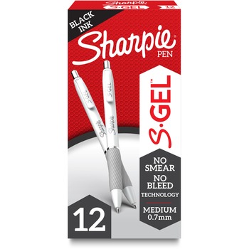 Sharpie Fashion Barrel Pen, Medium 0.7 mm, Black Ink, Pearl White Barrel, Dozen