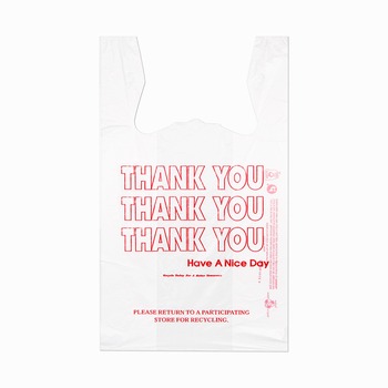 Inteplast Group Thank You Handled T-Shirt Bags, 11 1/2&quot; x 21&quot;, Polyethylene, White, 900/CT