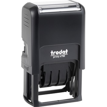 Trodat Economy 5-in-1 Date Stamp, Self-Inking, 1 x 1 5/8, Blue/Red