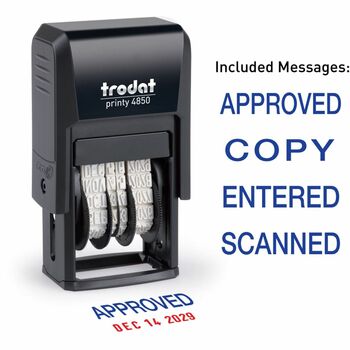 Trodat Economy 5-in-1 Micro Date Stamp, Self-Inking, 3/4 x 1, Blue/Red