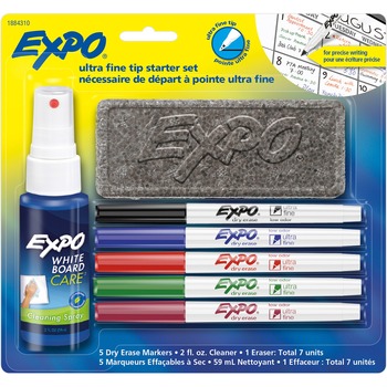 EXPO Low-Odor Dry-Erase Marker Starter Set, Ultra Fine, Assorted, 5/Set
