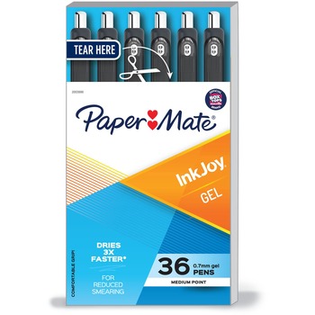 Paper Mate InkJoy Gel Pens - Office Pack, Black Ink, 0.7mm, 36/Pack