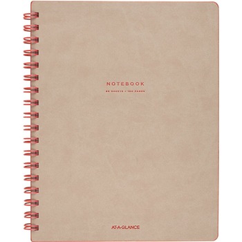 AT-A-GLANCE Notebook, Legal, 6.63&quot; x 9.5&quot;, White Paper, Tan/Red Cover, 80 Sheets