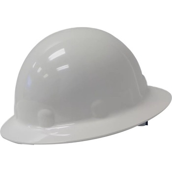 Fibre-Metal by Honeywell E-1 Full Brim Hard Hat With Ratchet Suspension, White