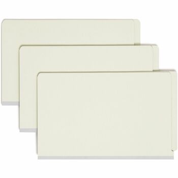 Smead Pressboard End Tab Classification Folder, Legal, Six-Section, Gray/Green, 10/Box