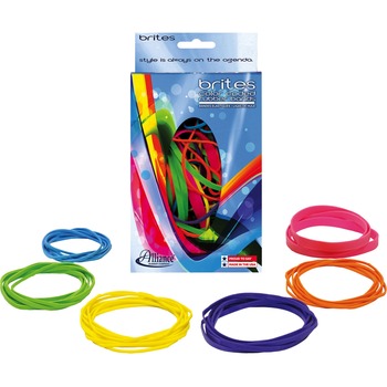 Alliance Rubber Company Brites Pic-Pac Rubber Bands, Blue/Orange/Yellow/Lime/Purple/Pink, 1-1/2-oz Box