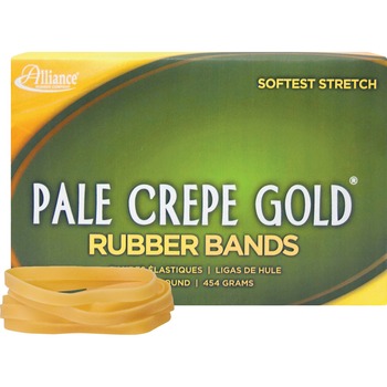 Alliance Rubber Company Pale Crepe Gold Rubber Bands, Sz. 64, 3-1/2 x 1/4, 1lb Box