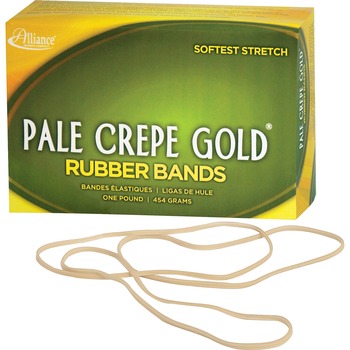 Alliance Rubber Company Pale Crepe Gold Rubber Bands, Sz. 117B, 7 x 1/8, 1lb Box