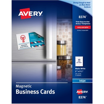 Avery Magnetic Business Cards, Matte, 2&quot; x 3 1/2&quot;, 30/PK