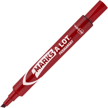 Marks-A-Lot Large Desk-Style Permanent Marker, Chisel Tip, Red