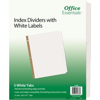 Office Essentials Index Dividers with White Labels, 5 Tab, 1 ST/PK
