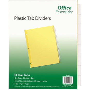 Office Essentials Insertable Dividers, 8 Tab, Clear