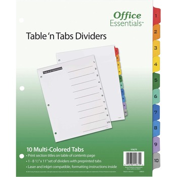 Office Essentials Table &#39;n Tabs&#174; Dividers with Multicolor Tabs, 1-10 Tab