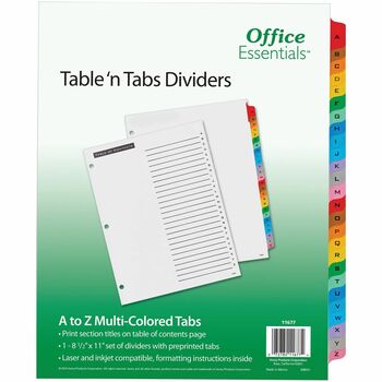 Office Essentials Table &#39;n Tabs&#174; Dividers with Multicolor Tabs, A-Z Tab