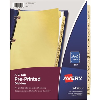 Avery Preprinted Dividers, Copper Reinforced, 25-Tab Set, A-Z