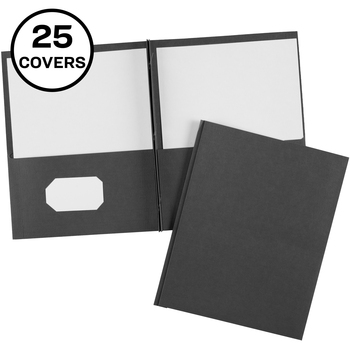 Avery Two-Pocket Folders, Tang Clip, Letter, 1/2&quot; Capacity, Black, 25/BX