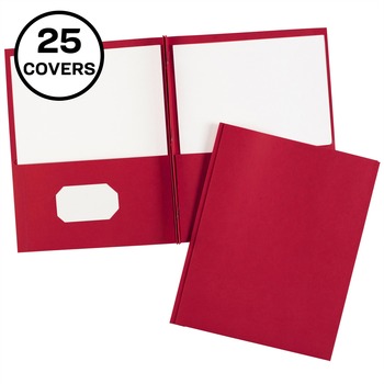Avery Two-Pocket Folders, Tang Clip, Letter, 1/2&quot; Capacity, Red, 25/BX