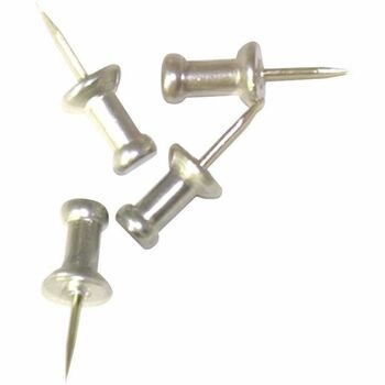 GEM Aluminum Head Push Pins, Aluminum, Silver, 5/8&quot;, 100/Box