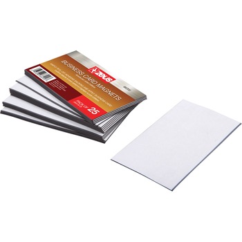 Baumgartens Business Card Magnets, 3 1/2 x 2, White, Adhesive Coated, 25/Pack