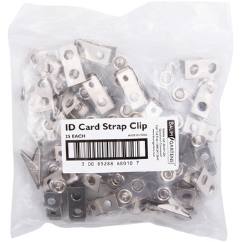 Baumgartens SICURIX ID Strap Clips, Clear, 25/Pack