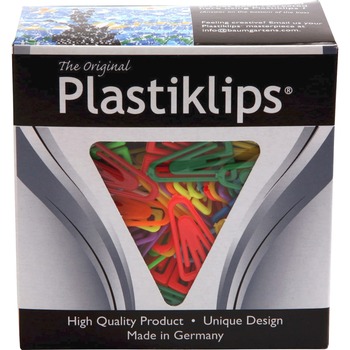 Baumgartens Plastiklips Paper Clips, Medium, Assorted Colors, 500/Box