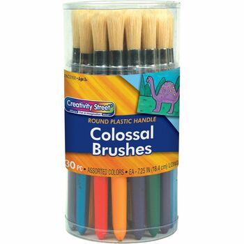Creativity Street Colossal Brush, Natural Bristle, Round, 30/Set