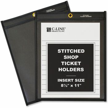 C-Line Shop Ticket Holders, Stitched, One Side Clear, 50&quot;, 8 1/2 x 11, 25/BX