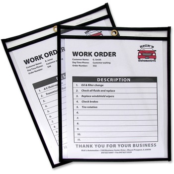 C-Line Shop Ticket Holders, Stitched, Both Sides Clear, 50 Sheet Capacity, 8-1/2 x 11, 25/BX