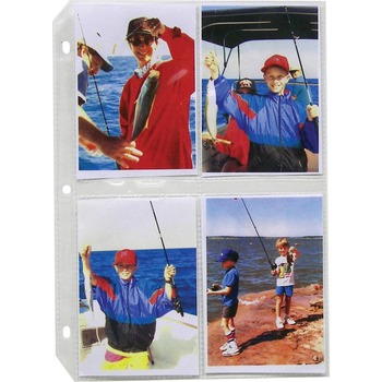 C-Line Clear Photo Pages for 8, 3-1/2 x 5 Photos, 3-Hole Punched, 11-1/4 x 8-1/8