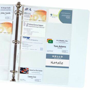 C-Line Business Card Binder Pages, Holds 20 Cards, 8 1/8 x 11 1/4, Clear, 10/Pack