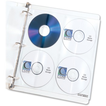 C-Line Deluxe CD Ring Binder Storage Pages, Standard, Stores 8 CDs, 5/PK
