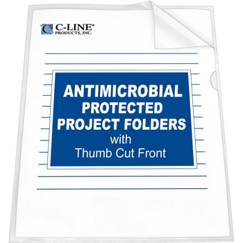 C-Line Antimicrobial Project Folders, Jacket, Letter, Polypropylene, Clear, 25/Box