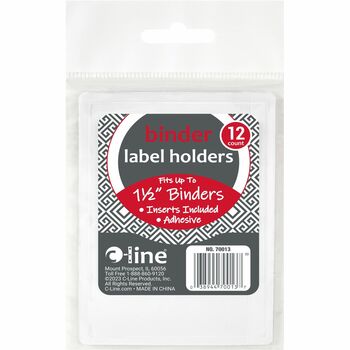 C-Line Self-Adhesive Ring Binder Label Holders, Top Load, 3/4 x 2-1/2, Clear, 12/Pack