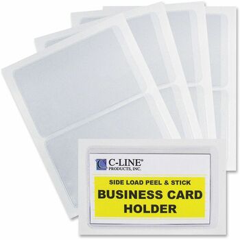 C-Line Self-Adhesive Business Card Holders, Side Load, 3 1/2 x 2, Clear, 10/Pack
