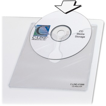 C-Line Self-Adhesive CD Holder, 5 1/3 x 5 2/3, 10/PK