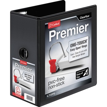 Cardinal Easy-Open ClearVue Extra-Wide Locking Slant-D Binder, 5&quot; Cap, 11 x 8 1/2, Black