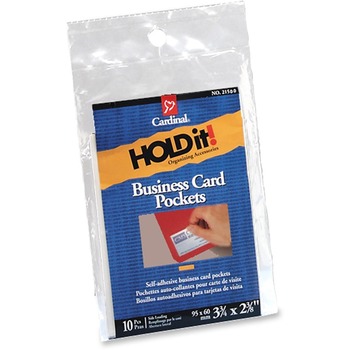 Cardinal HOLD IT! Poly Business Card Holders, Top Load, 3 3/4 x 2 3/8, Clear, 10/Pack