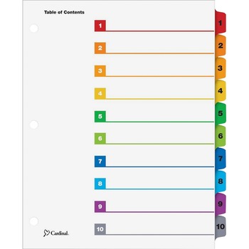 Cardinal QuickStep OneStep Bulk Index System, Title: 1-10, Letter, Multicolor, 24 Sets/BX