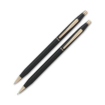 Cross Classic Century Ballpoint Pen &amp; Pencil Set, Black/23 Kt. Gold Accents