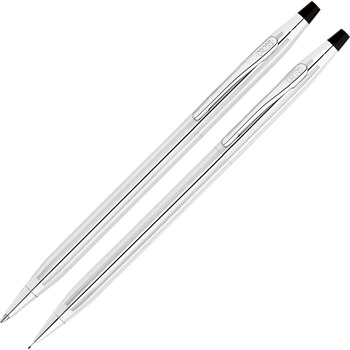 Cross Classic Century Ballpoint Pen &amp; Pencil Set, Chrome/Black Accent