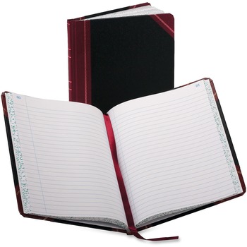 Boorum &amp; Pease Record/Account Book, Record Rule, Black/Red, 150 Pages, 9 5/8 x 7 5/8