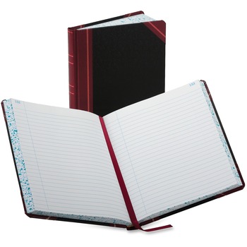 Boorum &amp; Pease Record/Account Book, Record Rule, Black/Red, 300 Pages, 9 5/8 x 7 5/8