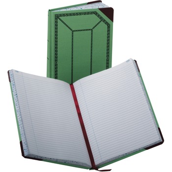 Boorum &amp; Pease Record/Account Book, Record Rule, Green/Red, 300 Pages, 12 1/2 x 7 5/8